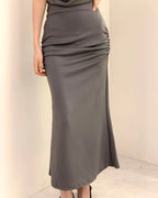 Hip Shirring Long Skirt