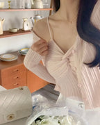Twist Sleeveless Cardigan Set