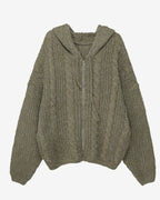 Hoodie Cable Knit Zip-Up