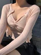 Twist Sleeveless Cardigan Set