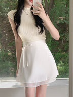 Ribbon Banding Mini Skirt