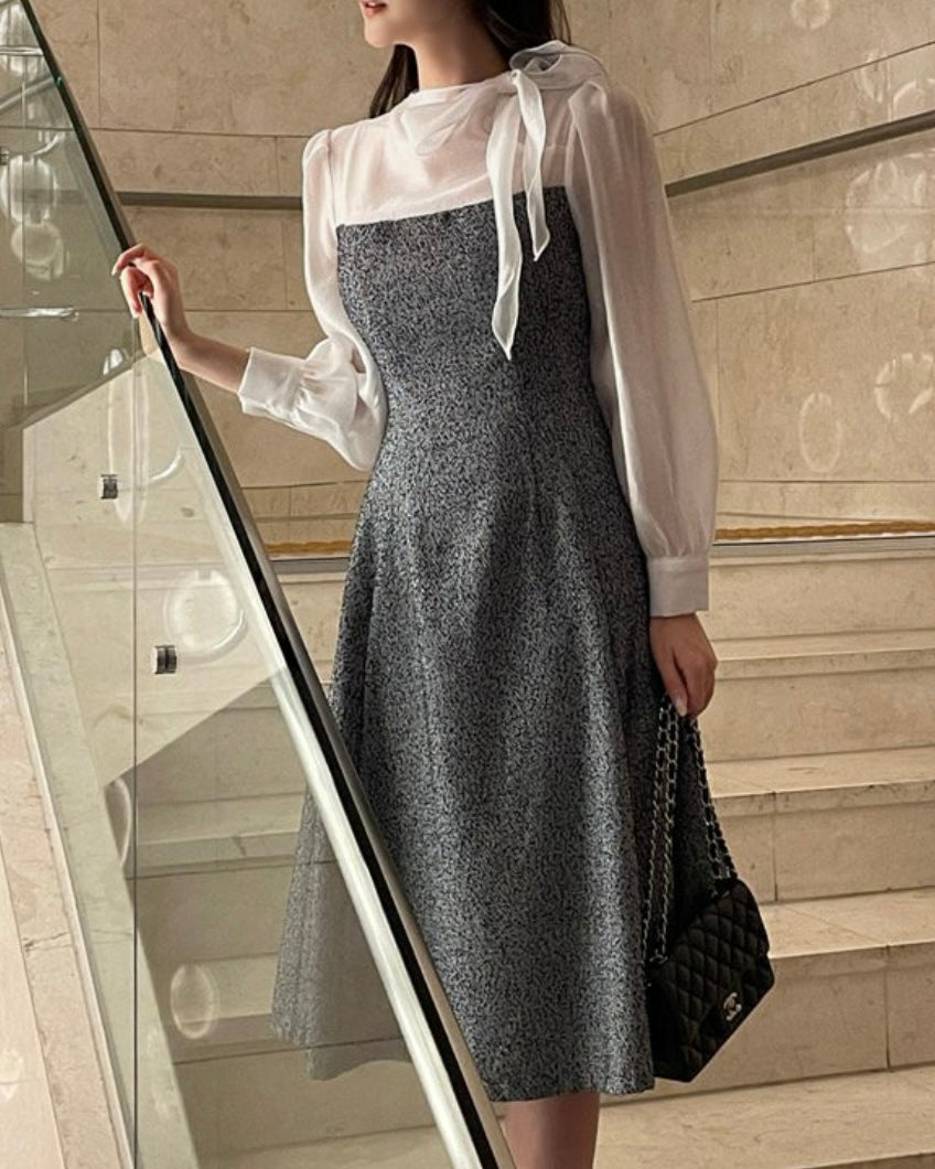 [ Pre-order ] Amelie Pearl Tweed Dress