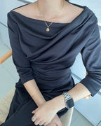 Shirring Elbow Sleeve Blouse