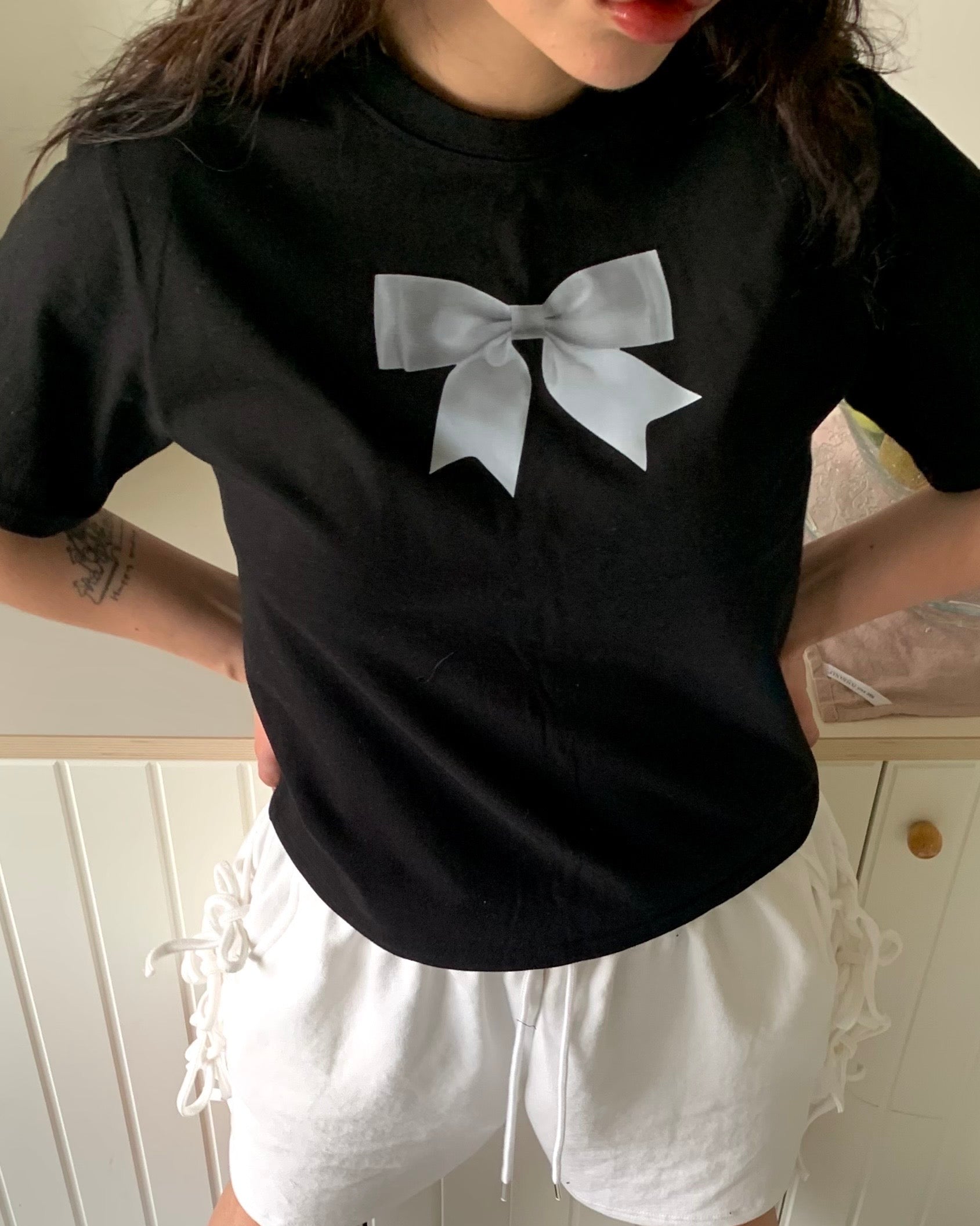 Ribbon Printing Short-Sleeve Top