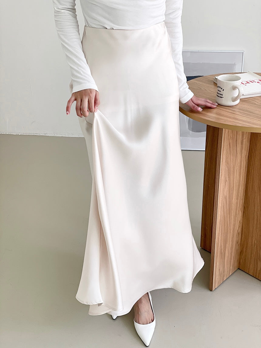 Hidden Banding Satin Maxi Skirt