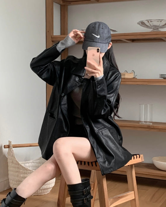 Roel Leather Half Jacket
