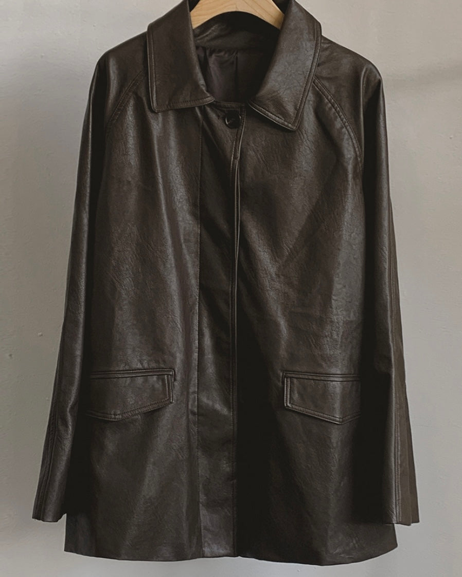 Roel Leather Half Jacket