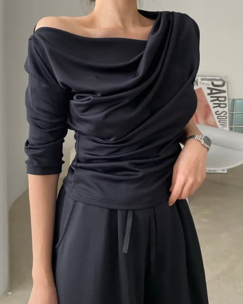 Shirring Elbow Sleeve Blouse