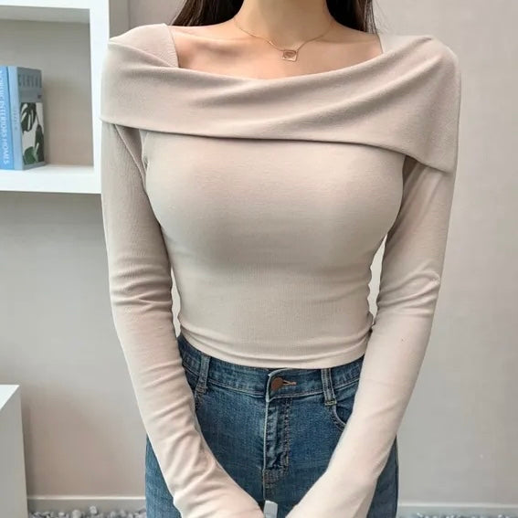 Unbalanced Shoulder Long Sleeve
