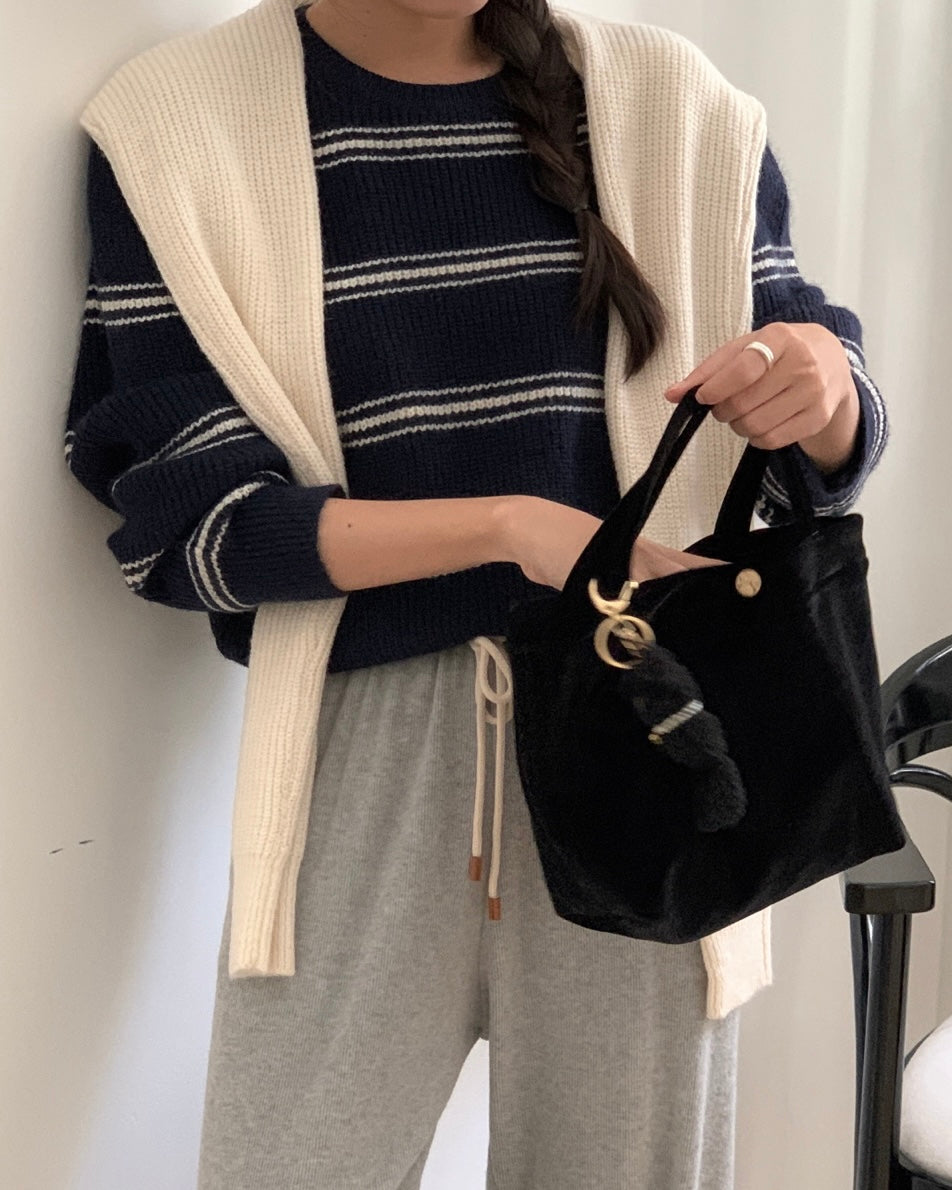 Pipi Striped Knit & Shawl Set