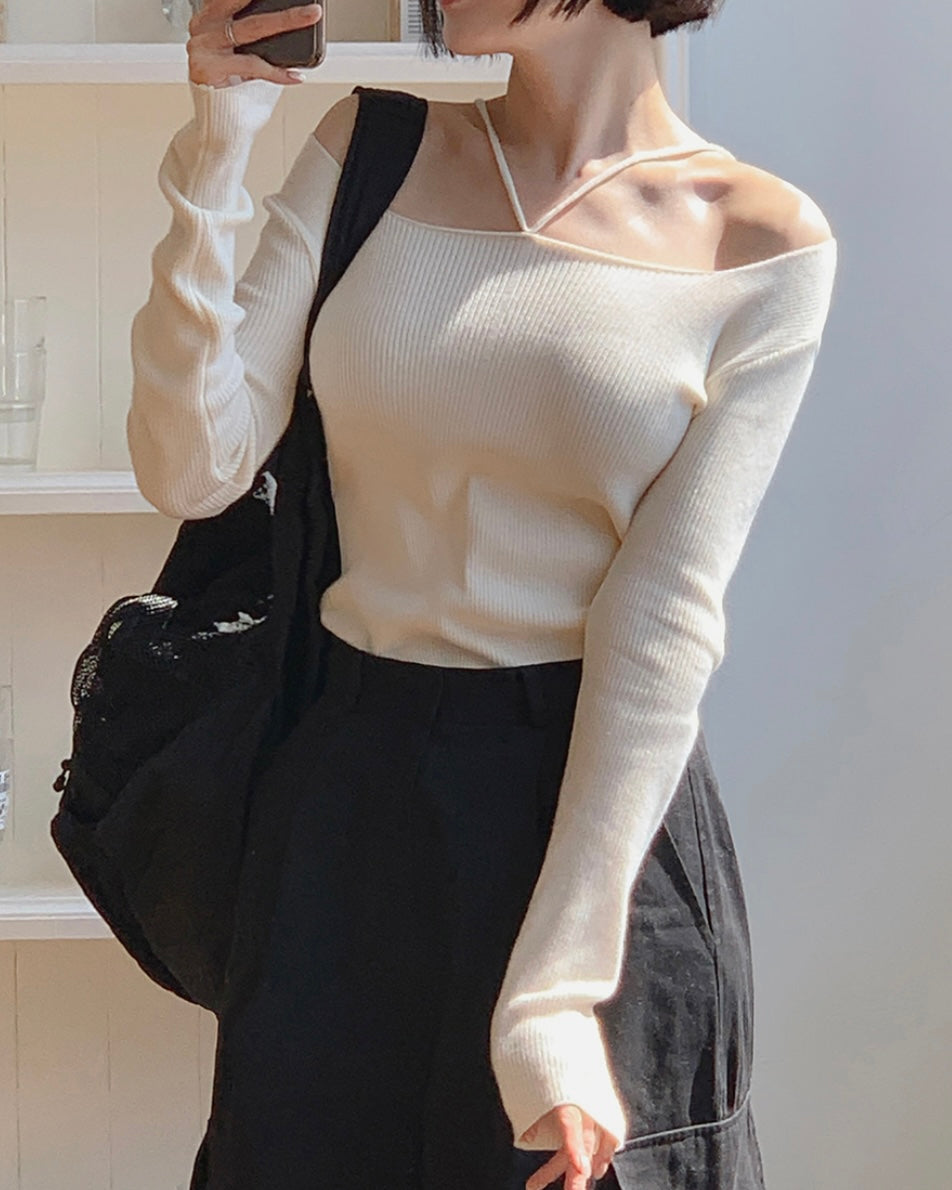 Serene Strap Ribbed Knit Top