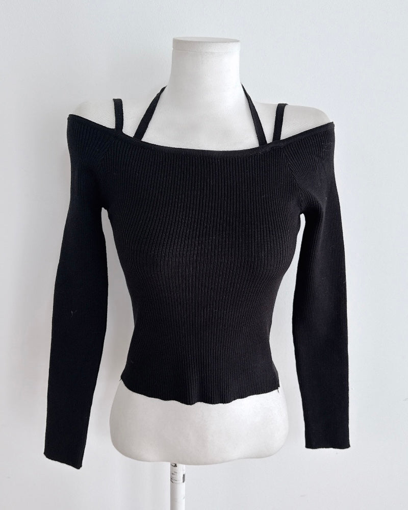 Cathy Ribbed Halter-Neck Knit Top
