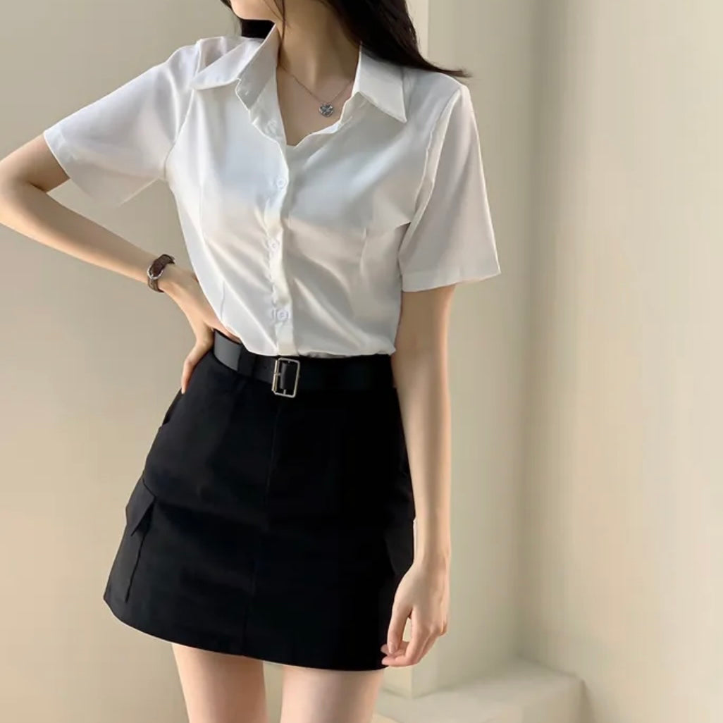 Cotton Pocket Skirt ( Belt included )