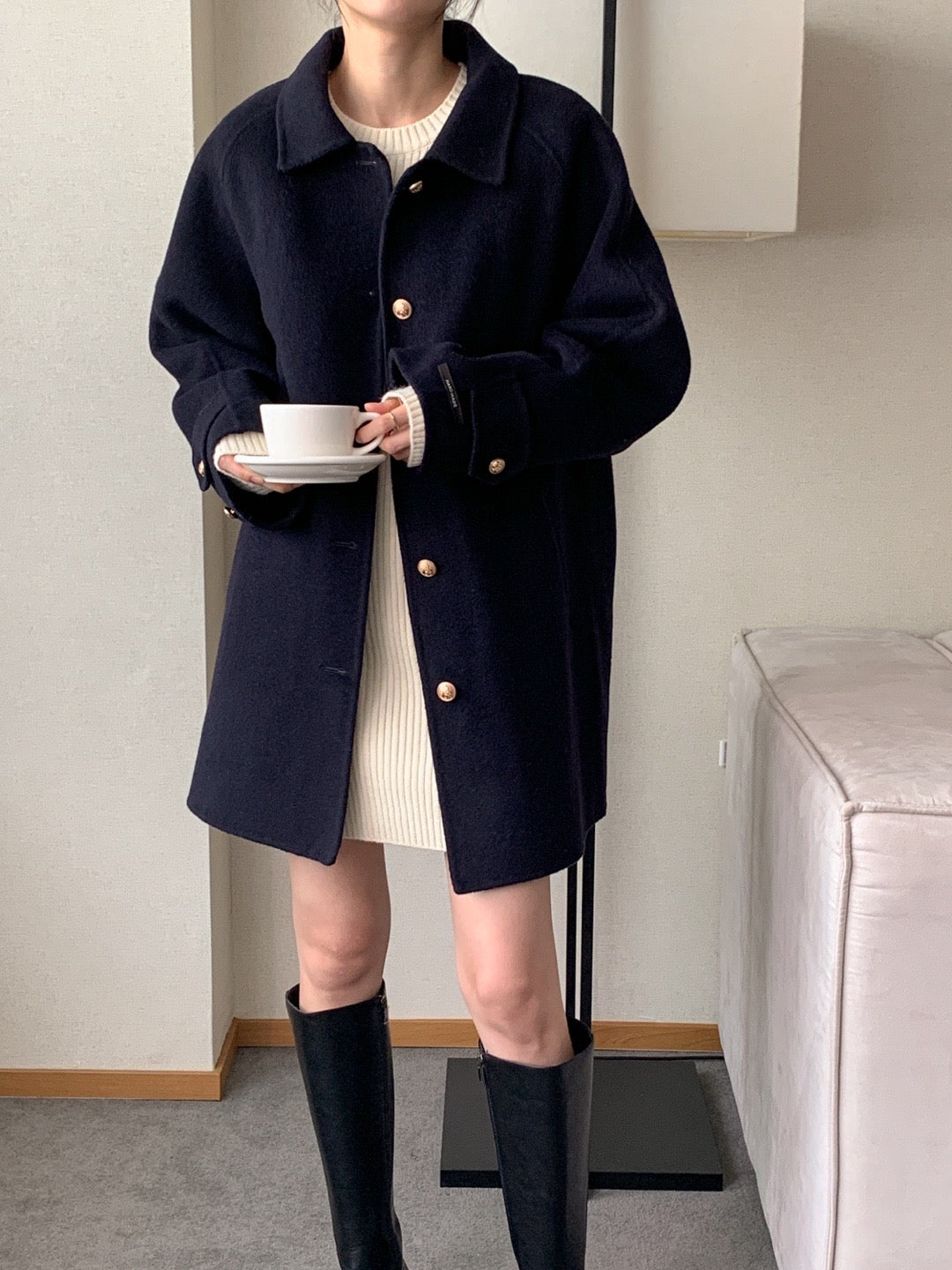 Premium Clair Wool Coat with Inner Padded Vest