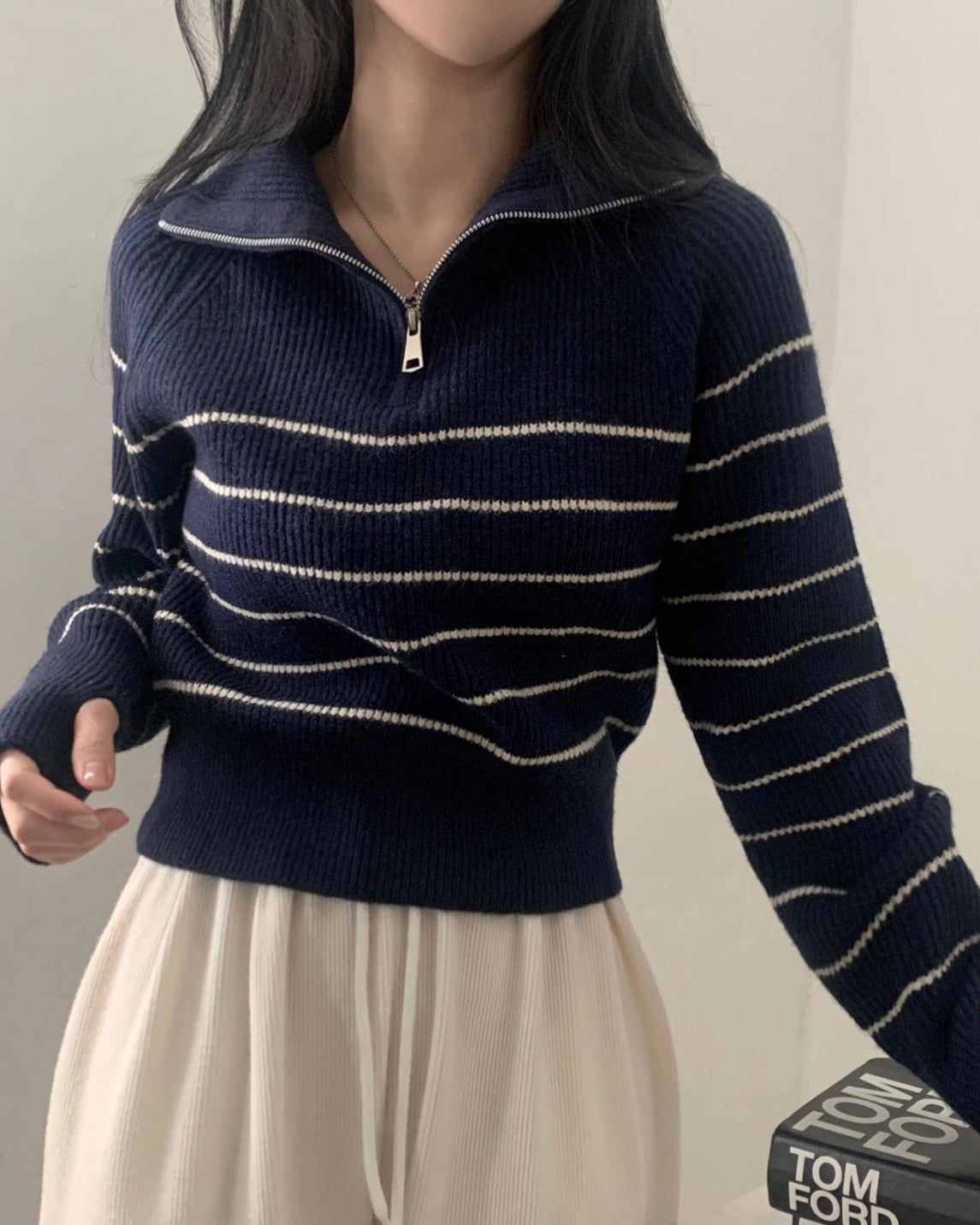 Striped Half Zip-Up