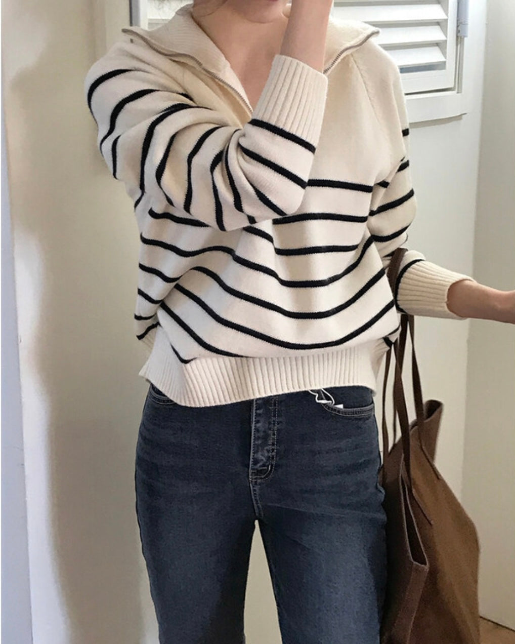 Soy Striped Half Zip-Up