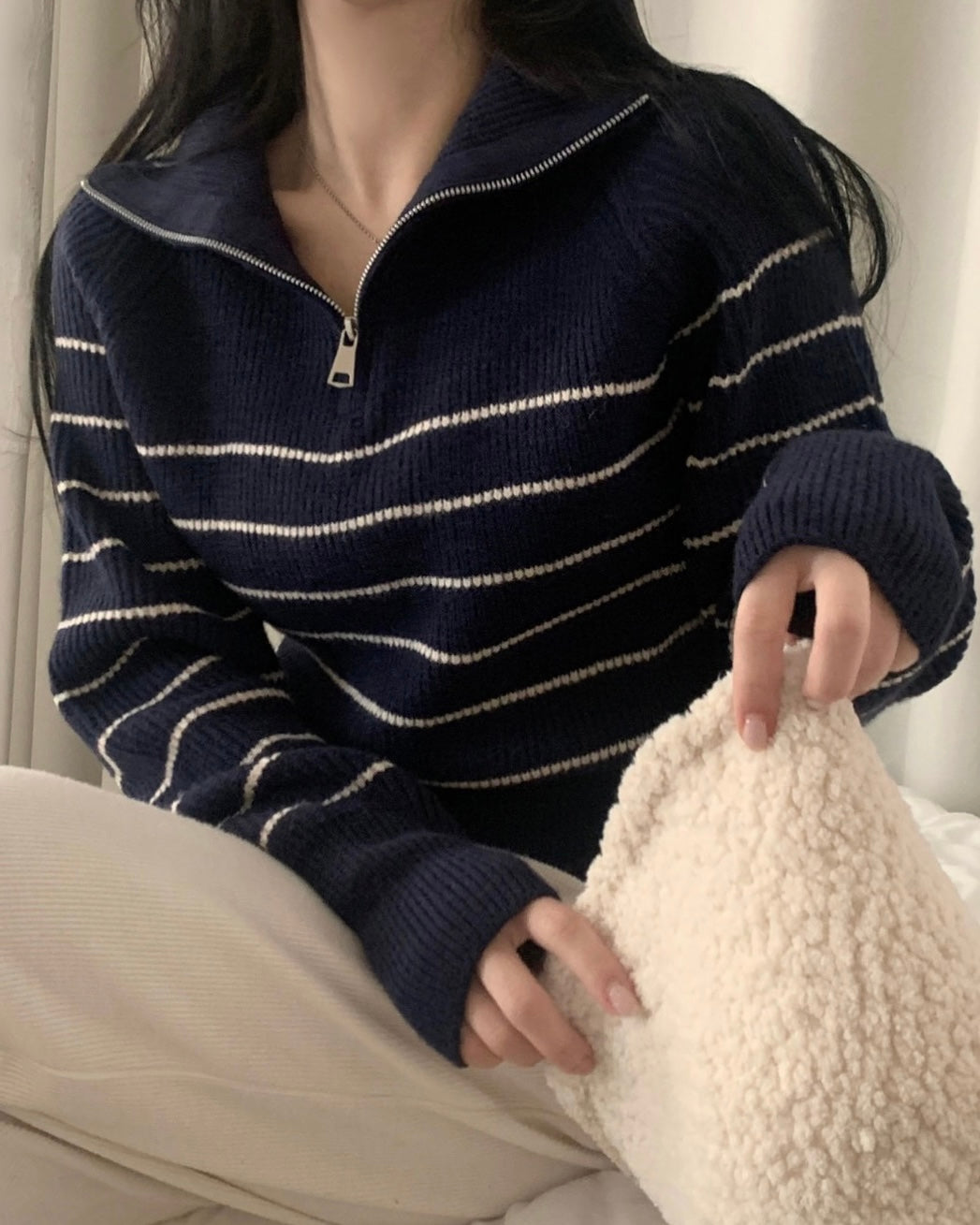 Striped Half Zip-Up