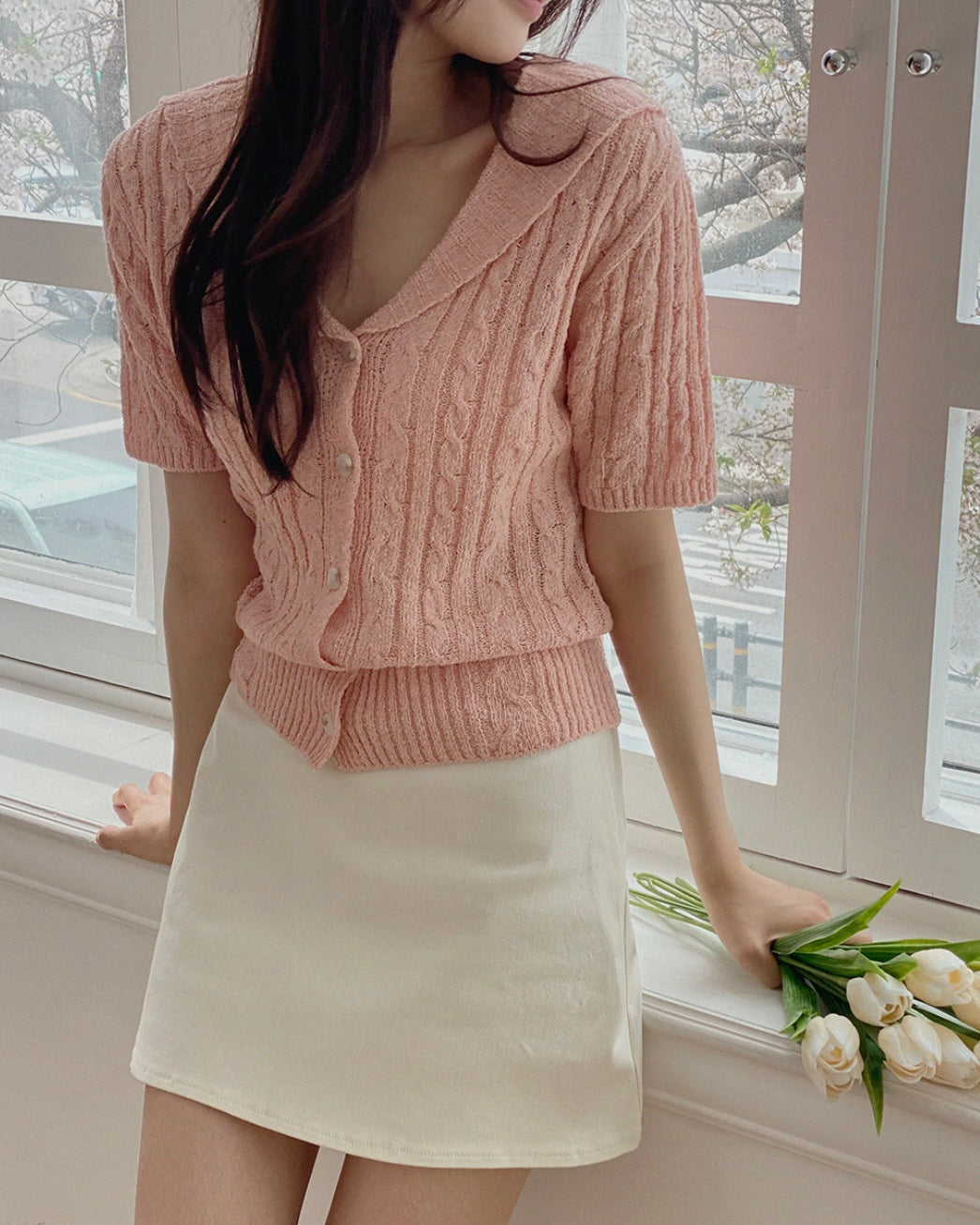Collar Cable Cardigan