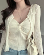 Twist Sleeveless Cardigan Set