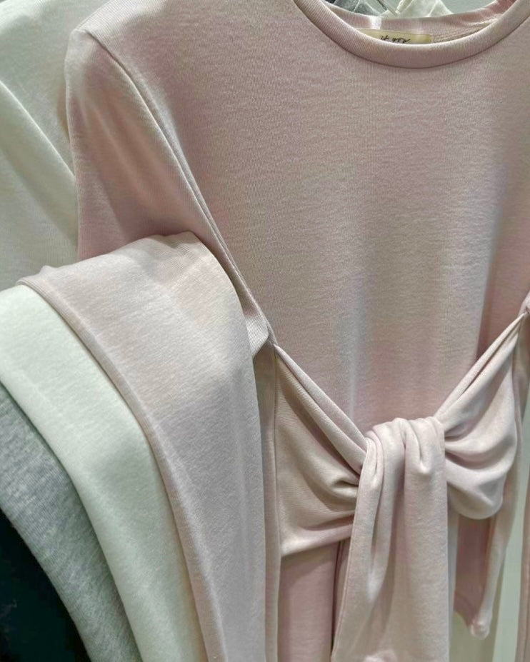 Ribbon Bustier Long Sleeves Tee