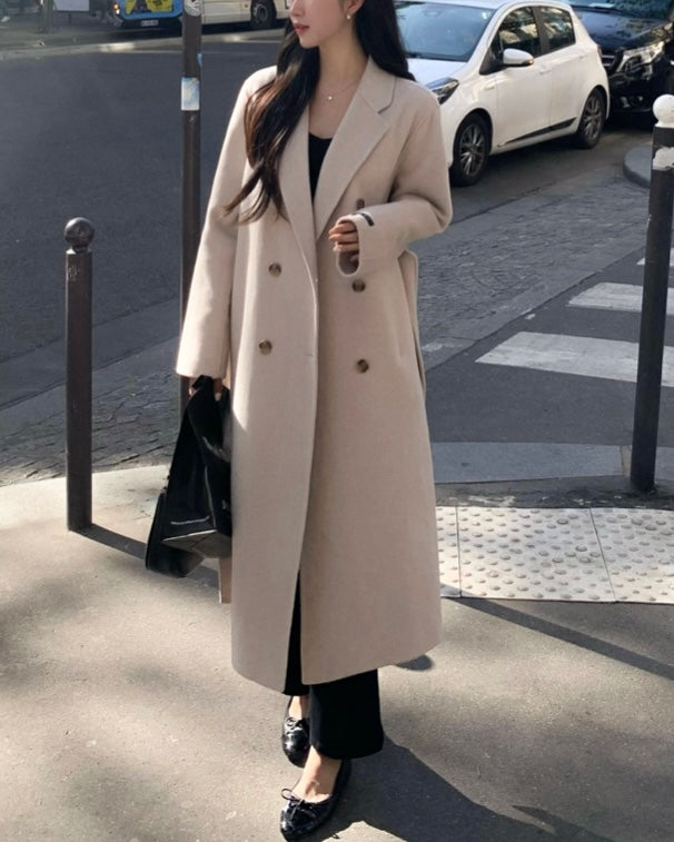 Double Button 100% Wool Coat
