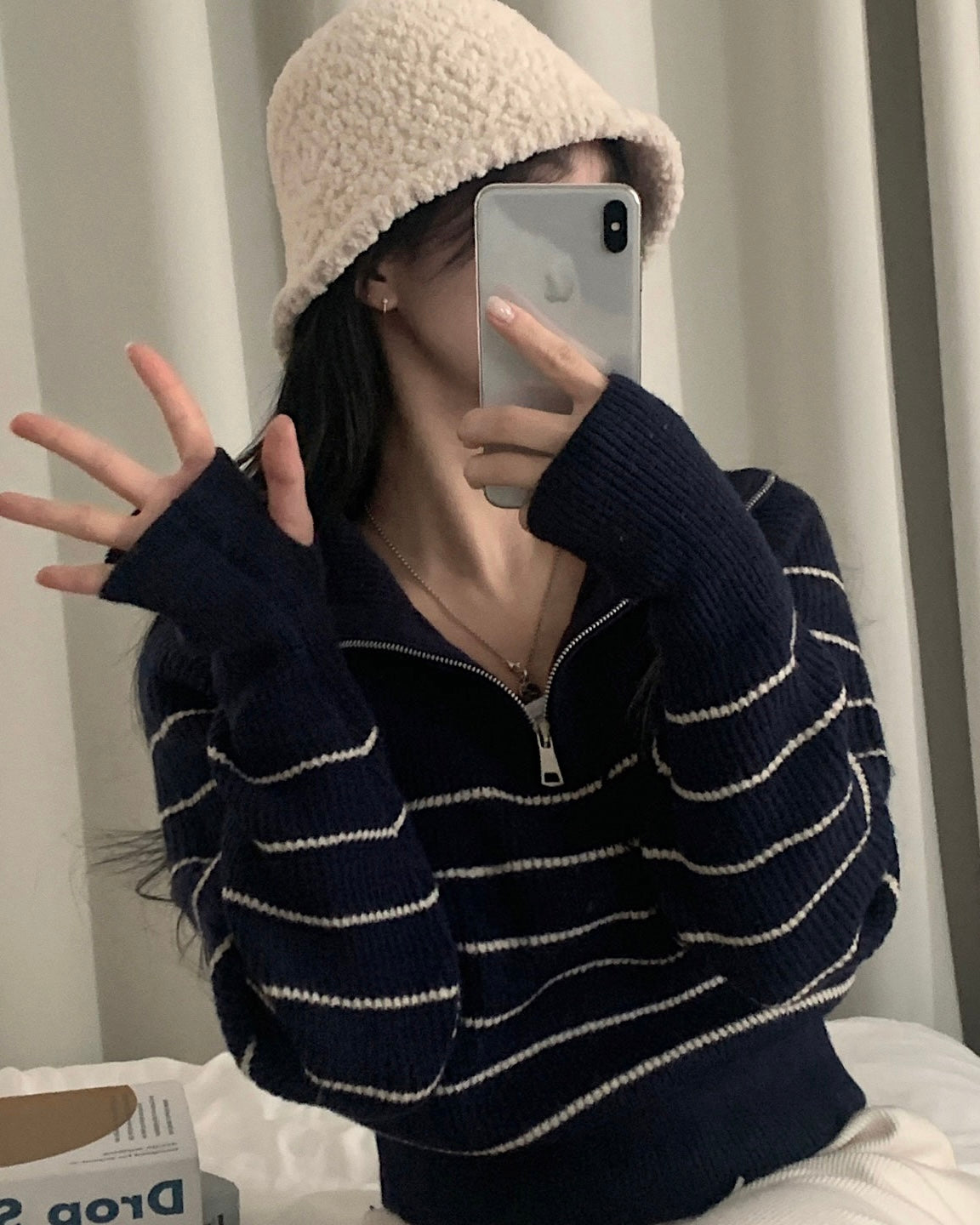 Striped Half Zip-Up