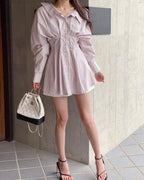 [ Pre-order ] Back Strap Shirt Mini Dress