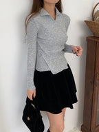 Wrap Collar V-Neck Knit
