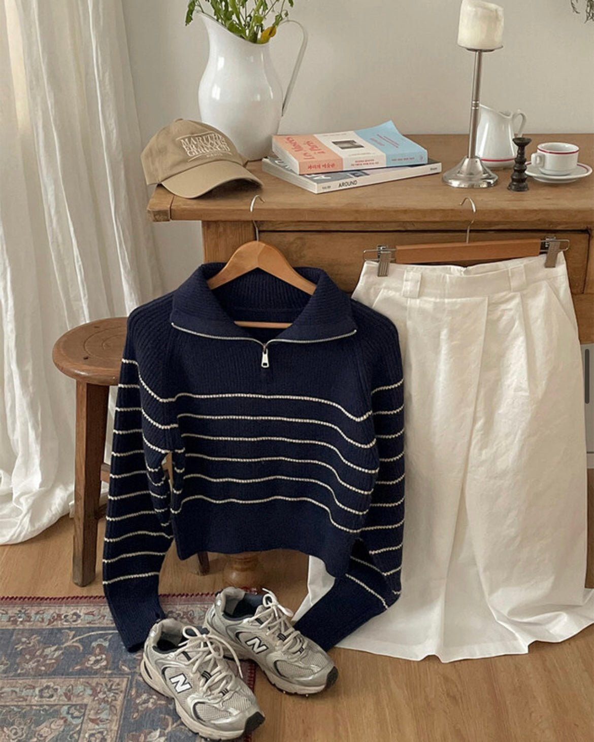 Striped Half Zip-Up