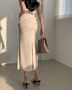 Hip Shirring Long Skirt