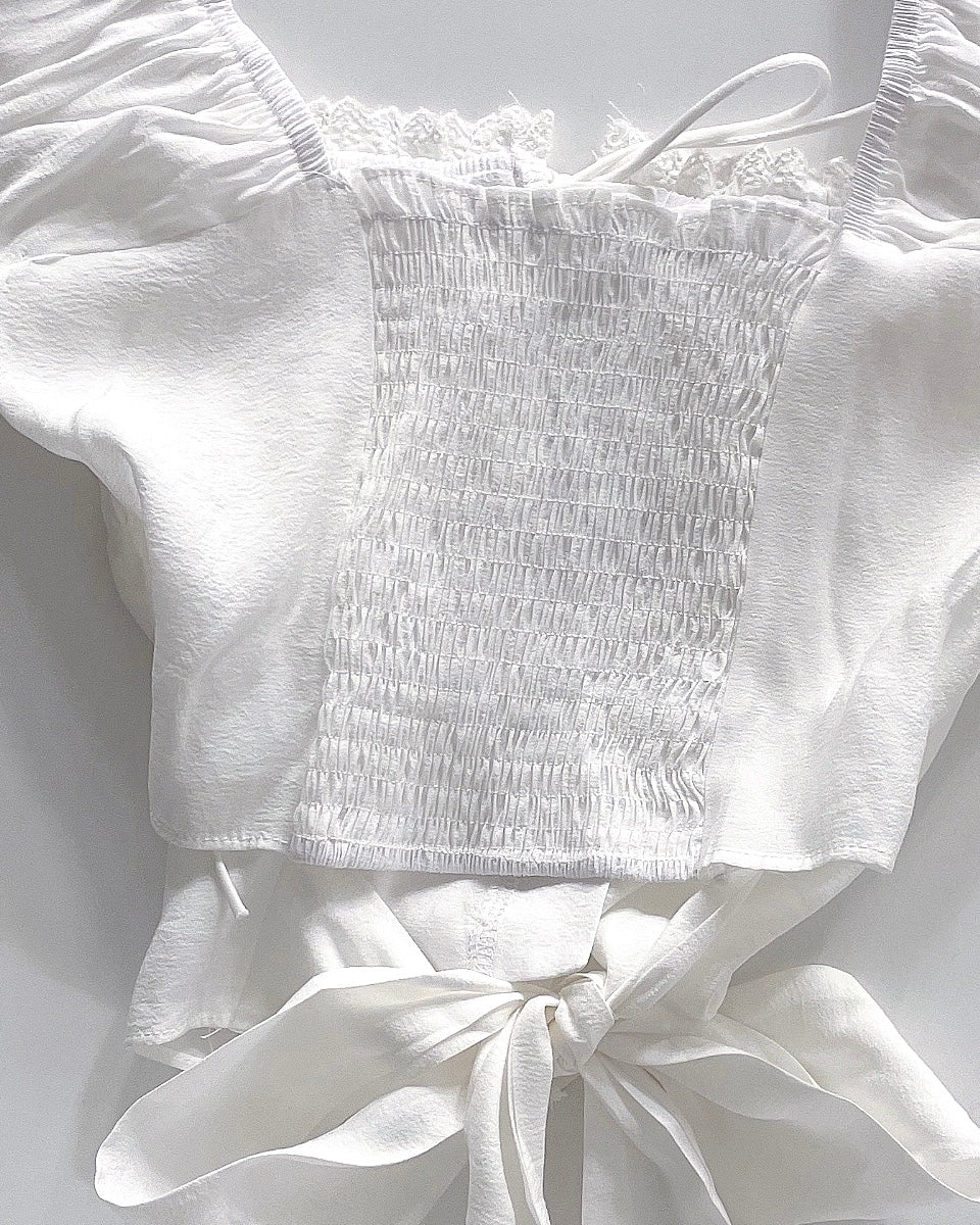 Square-Neck Cropped Blouse
