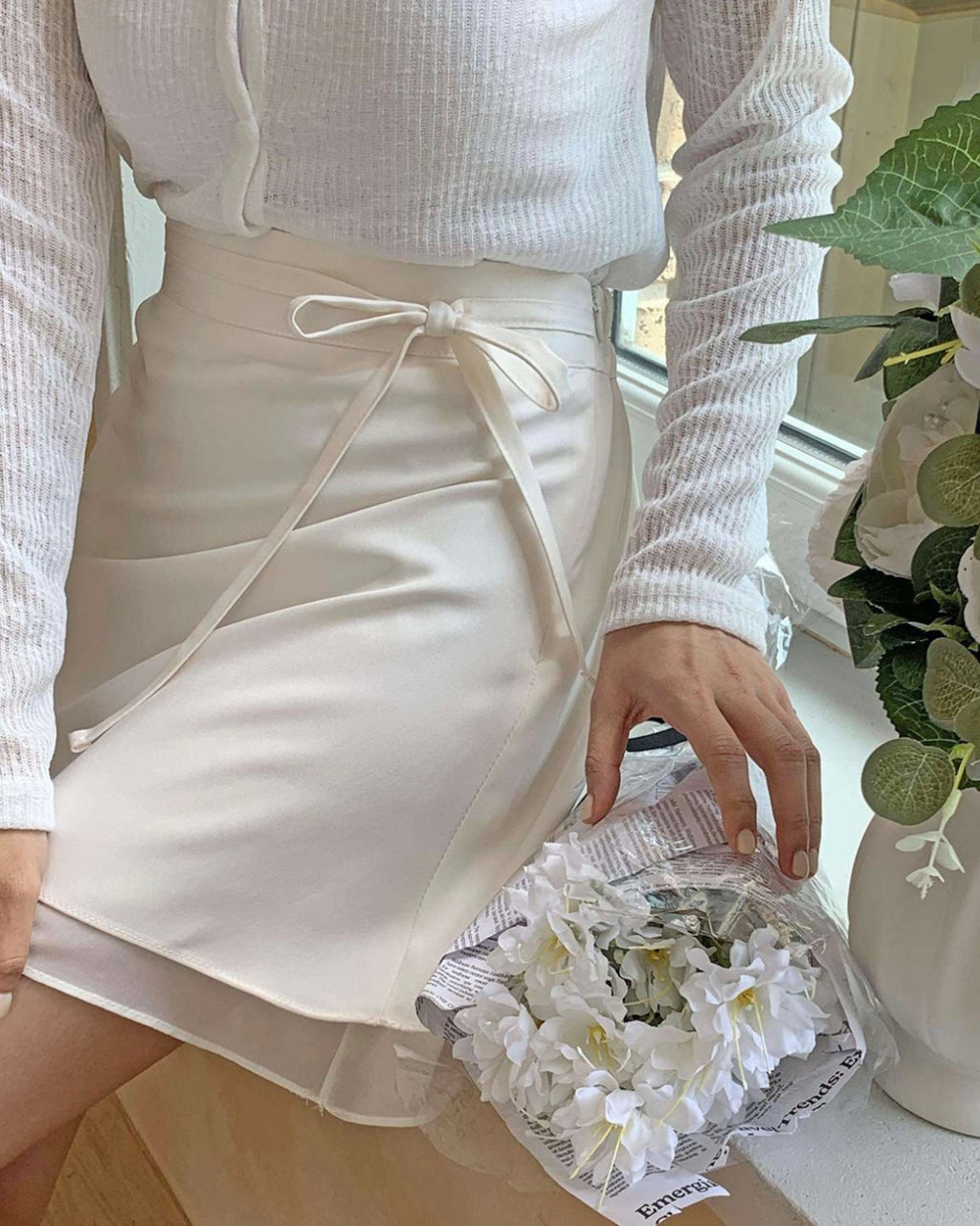 Ribbon Banding Mini Skirt