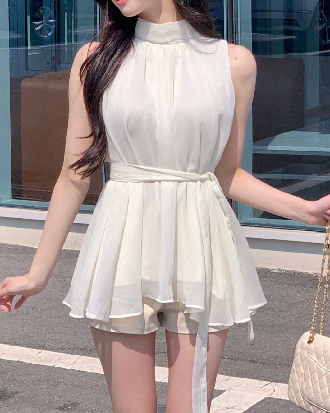 [ Sale Excluded ] Halter-Neck Chiffon Blouse