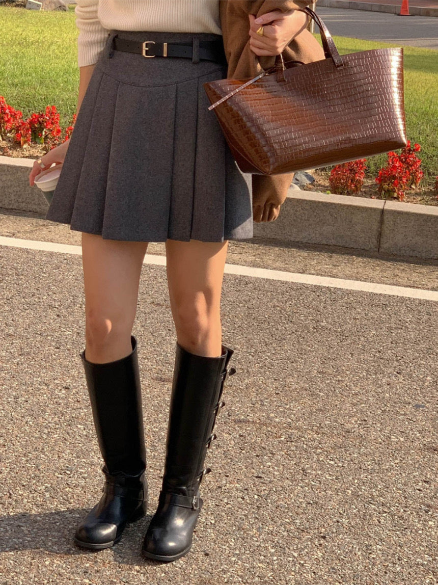 [S,M] Tommy Wool Skirt + Belt