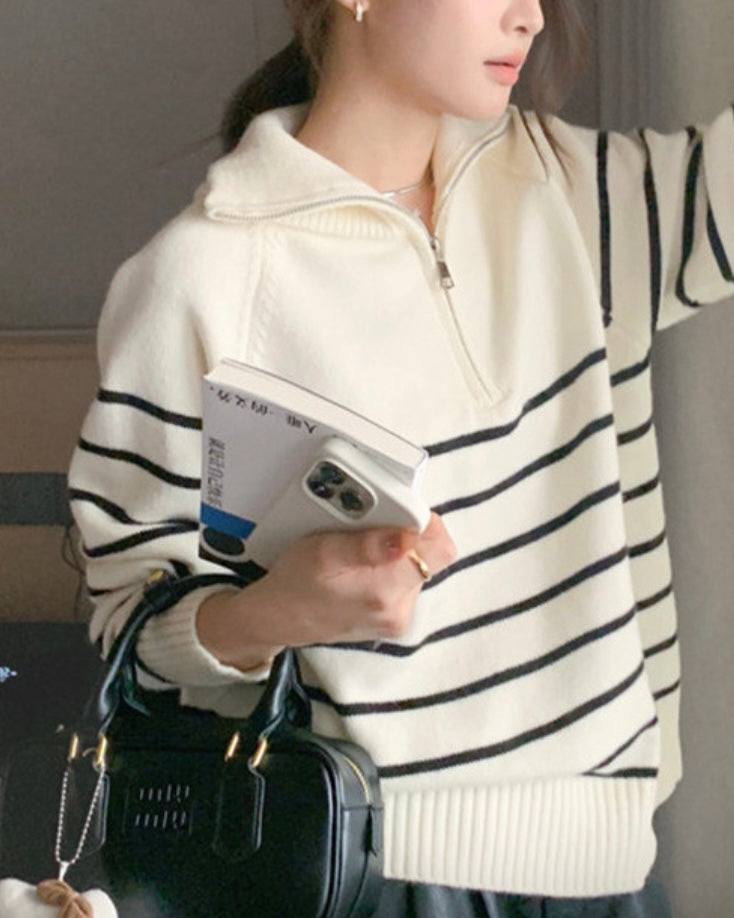 Soy Striped Half Zip-Up