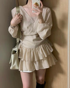 Frill Sleeveless Blouse Set