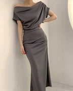 Hip Shirring Long Skirt