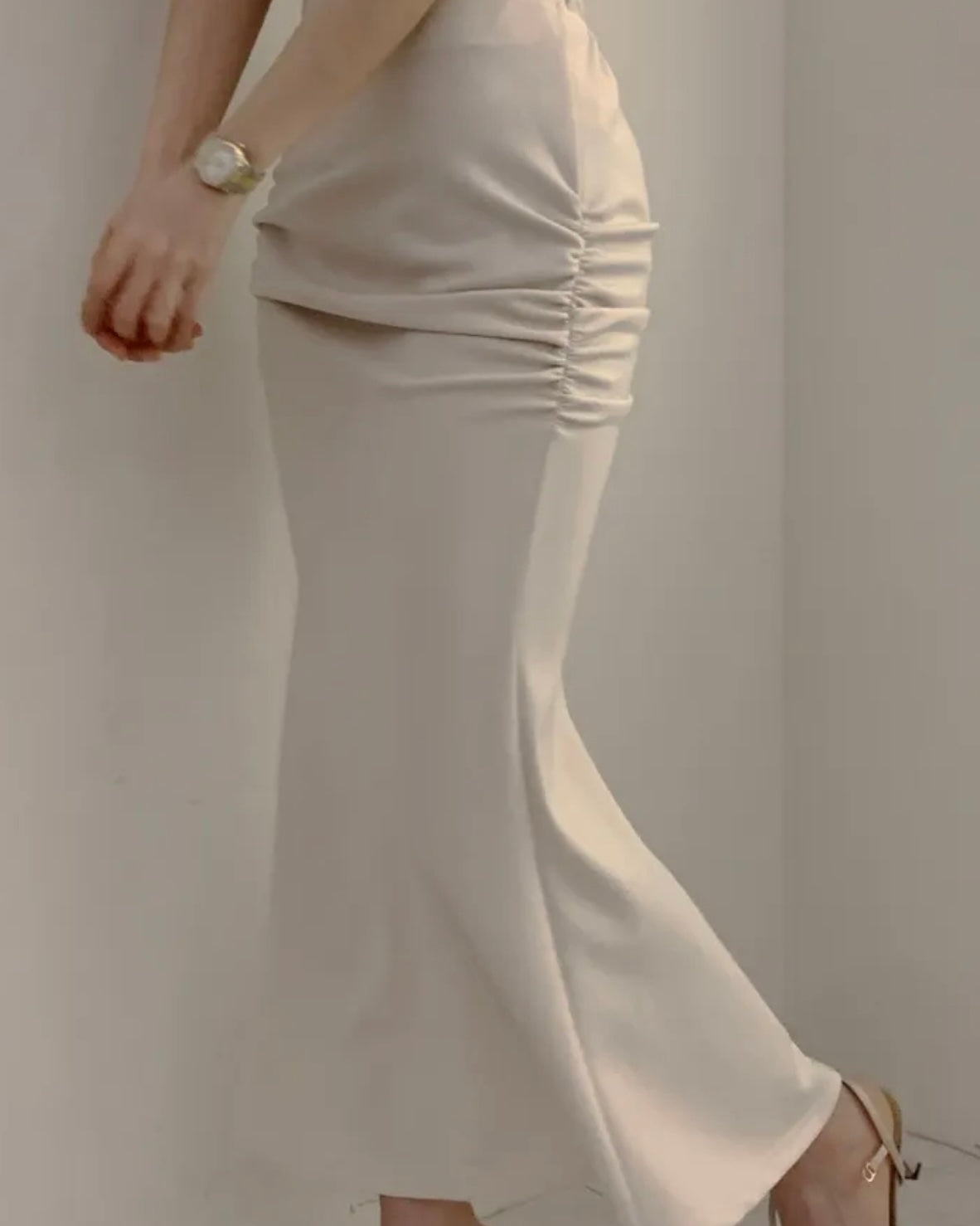 Hip Shirring Long Skirt
