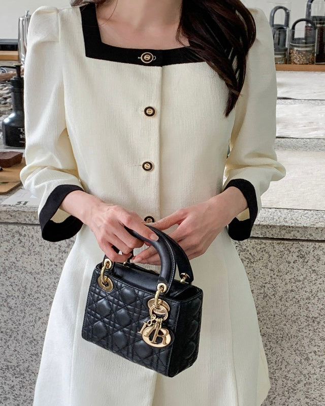 Square-Neck Tweed Dress