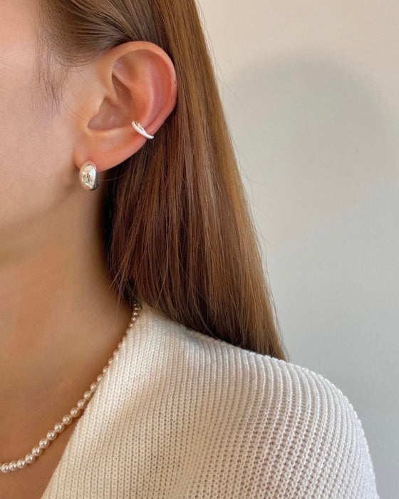 Silver C Volume Earrings