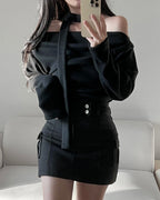 Brushed Shirring Tie Knit