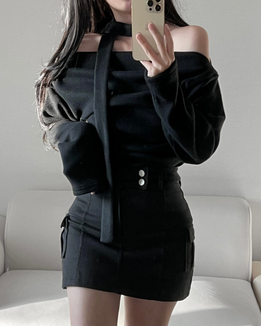 Brushed Shirring Tie Knit