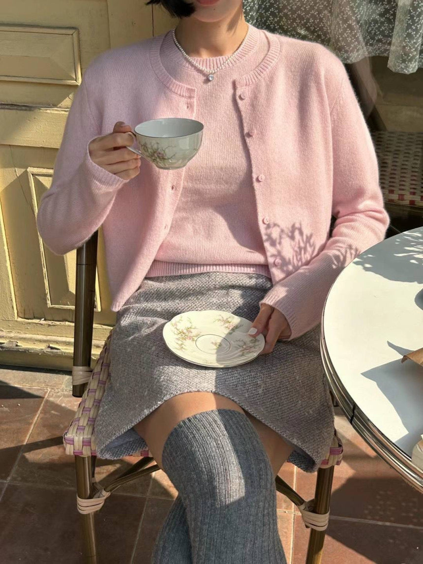 100% Wool Pink Cardigan