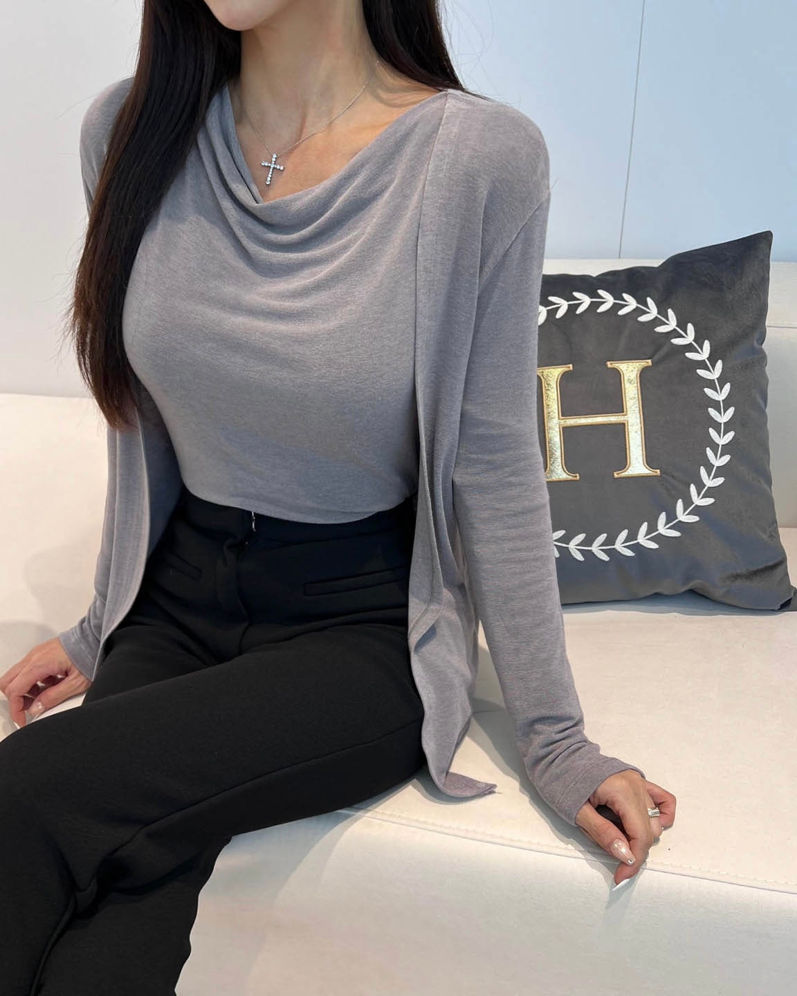 Drape Wool Cardigan Set