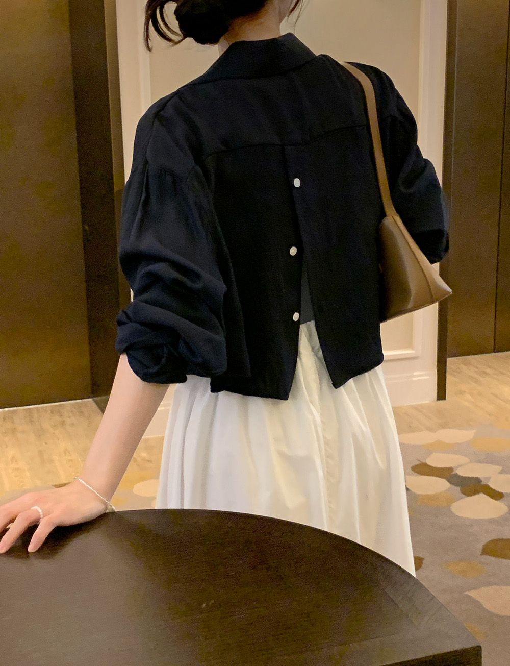 Back Button Cotton Blouse