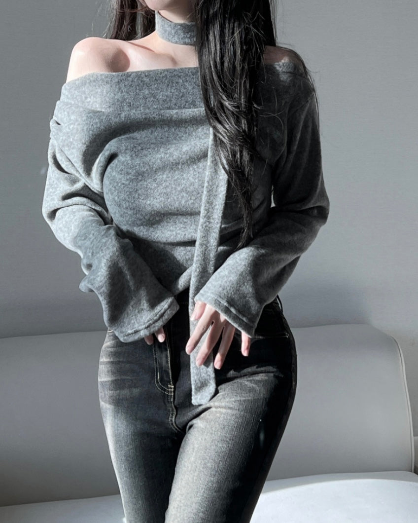 Brushed Shirring Tie Knit