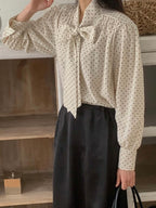 Polka Dot Ribbon Blouse