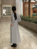 [ Pre-order ] Ribbon Shirring Long Dress