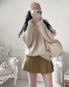 Shoulder Button Cable Knit