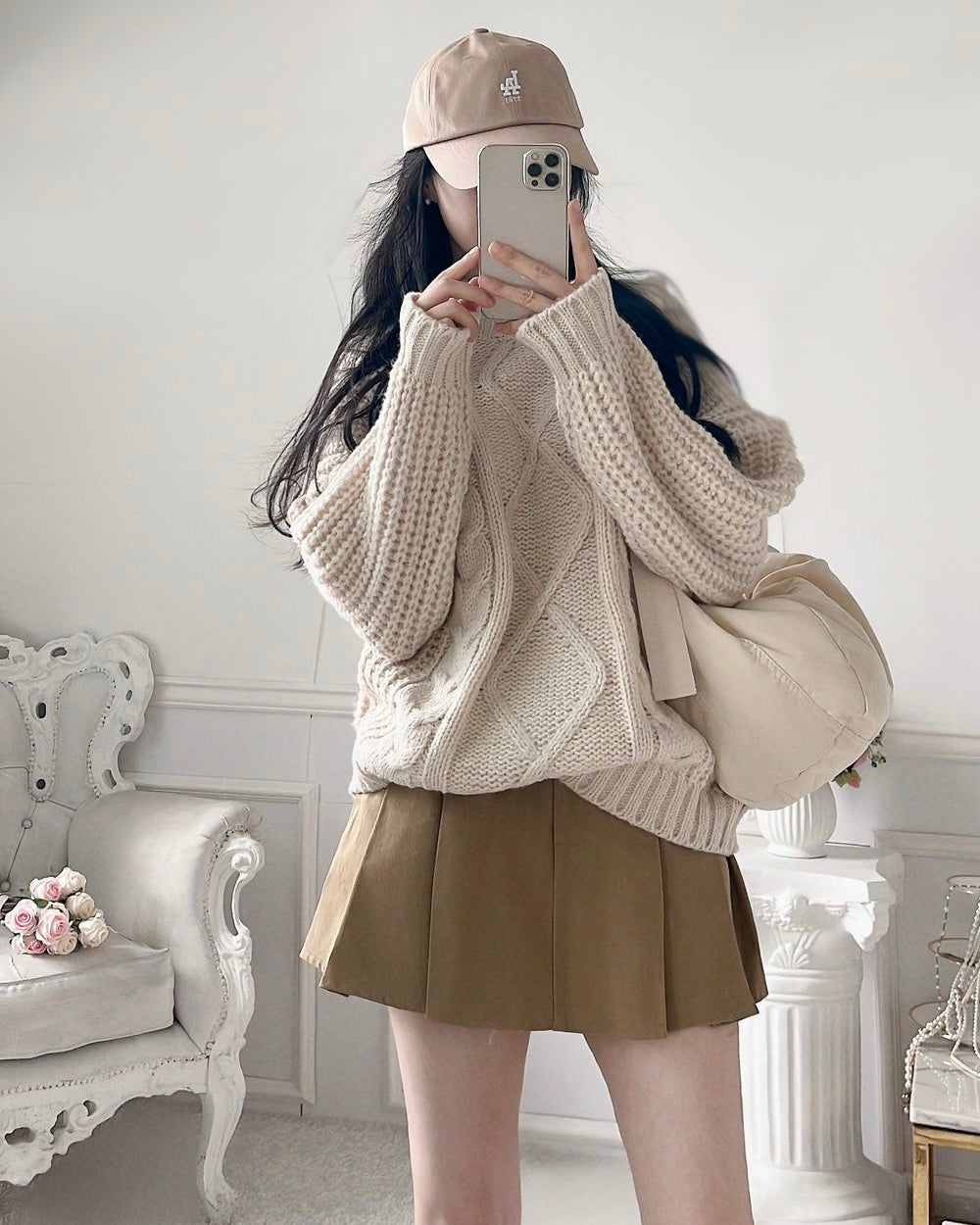 Shoulder Button Cable Knit